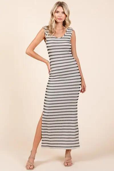 Mittoshop Striped Scoop Neck Sleeveless Maxi Dress for Women - Love Salve